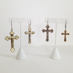 Vintage Italian Crucifix Cross Rosary Earrings